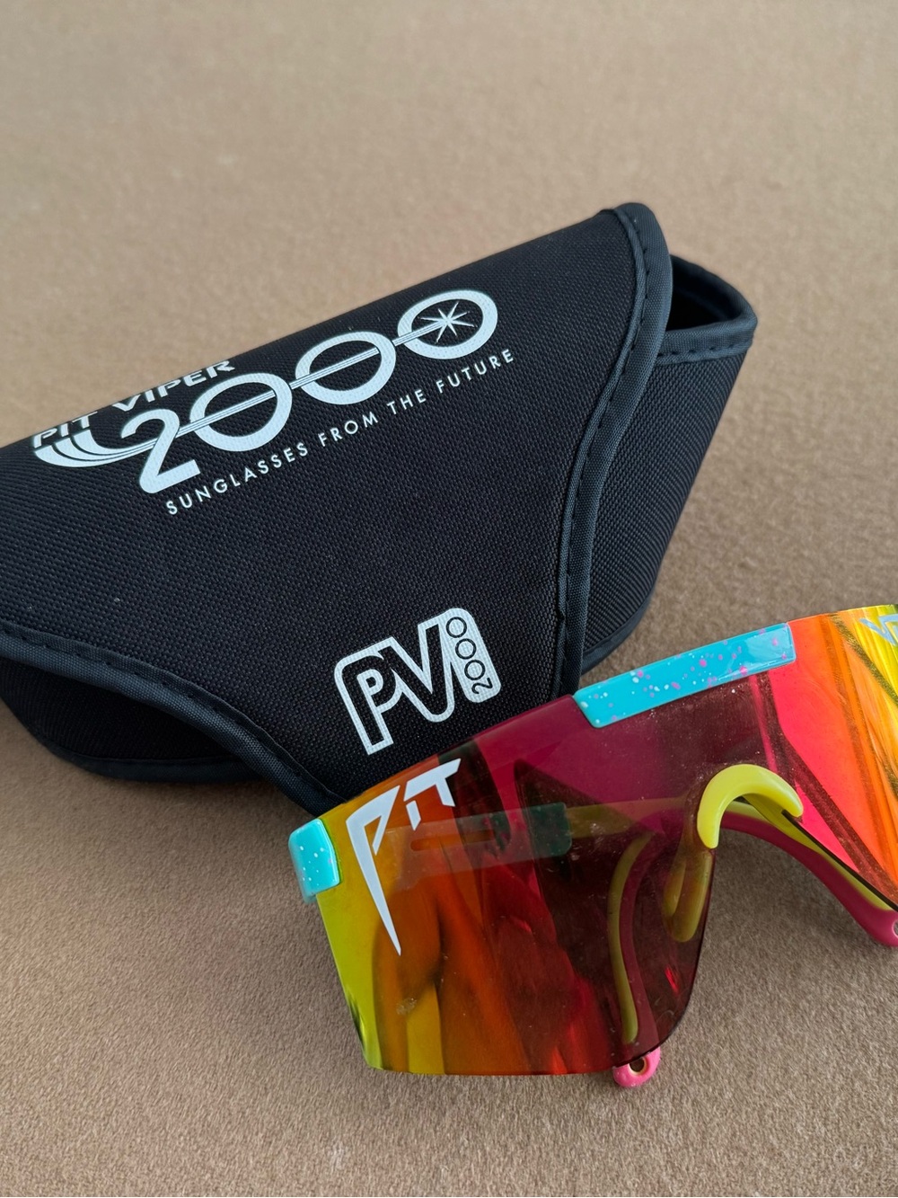 Pit Viper Kids Sunglasses - Red Mirror Lens with Yellow and Teal Accents